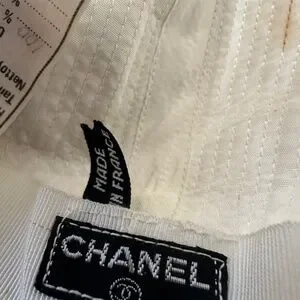 Chanel White Linen Hat Chanel Wool Bucket Hat With Camellia Detail 57cm main image 4